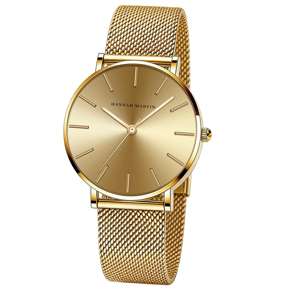 HANNAH MARTIN Watches for Women Analog Women's Watch with Stainless Steel Expansion Band Minimalist Slim Dial 30M Waterproof Ladies Dress Wristwatch for Casual Daily Business