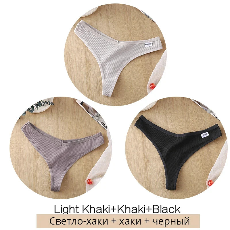 Comfortable Cotton G-String Thongs for Women – 3-Piece Panties Set
