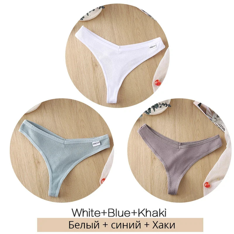 Comfortable Cotton G-String Thongs for Women – 3-Piece Panties Set