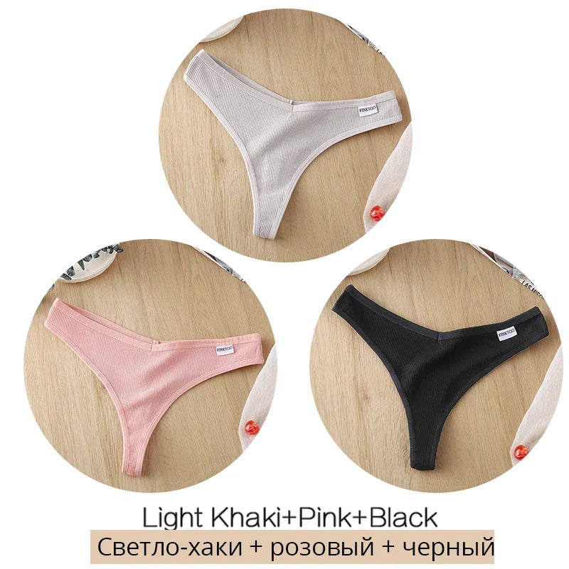 Comfortable Cotton G-String Thongs for Women – 3-Piece Panties Set