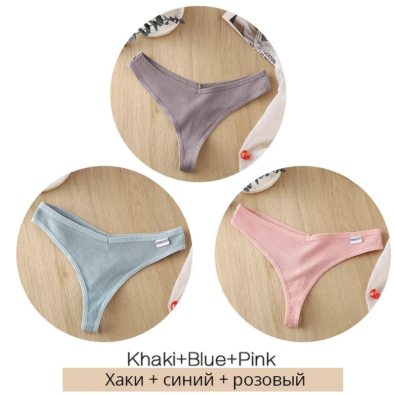 Comfortable Cotton G-String Thongs for Women – 3-Piece Panties Set