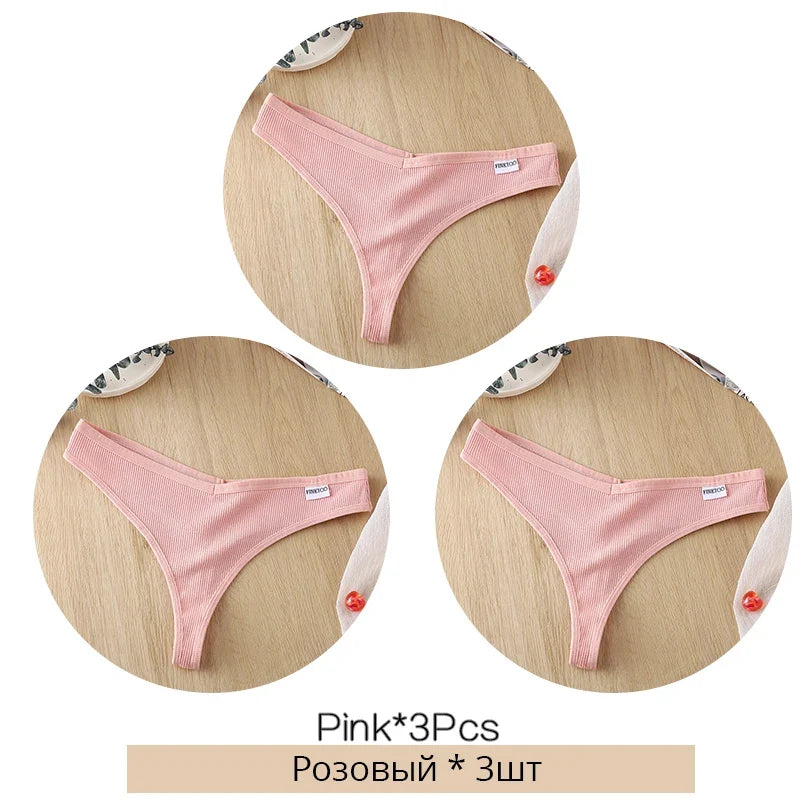 Comfortable Cotton G-String Thongs for Women – 3-Piece Panties Set