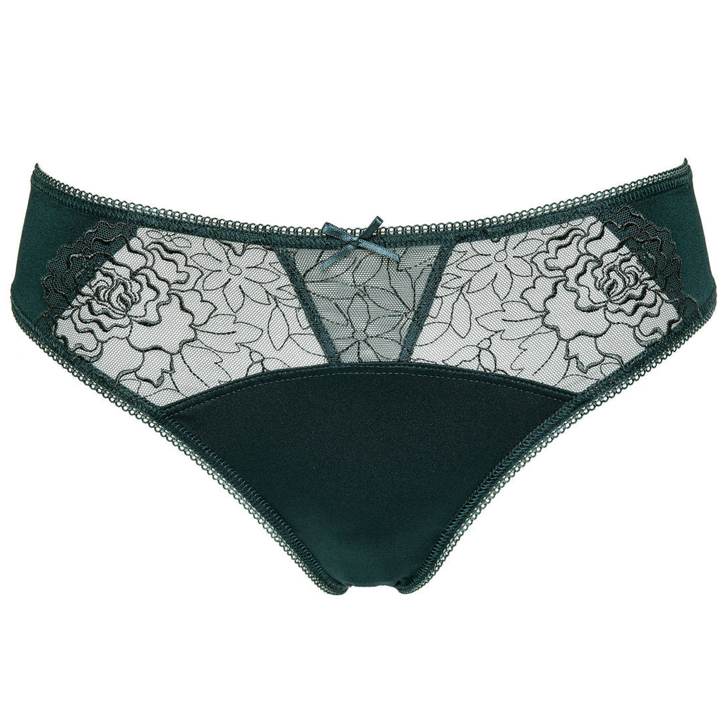 Gorteks Pamela Pine Green Semi Sheer Low Rise Bikini Panty