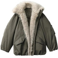 Faux Fur Collar Down Jacket Casual Winter Warm Coat for Women