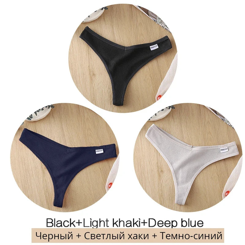 Comfortable Cotton G-String Thongs for Women – 3-Piece Panties Set