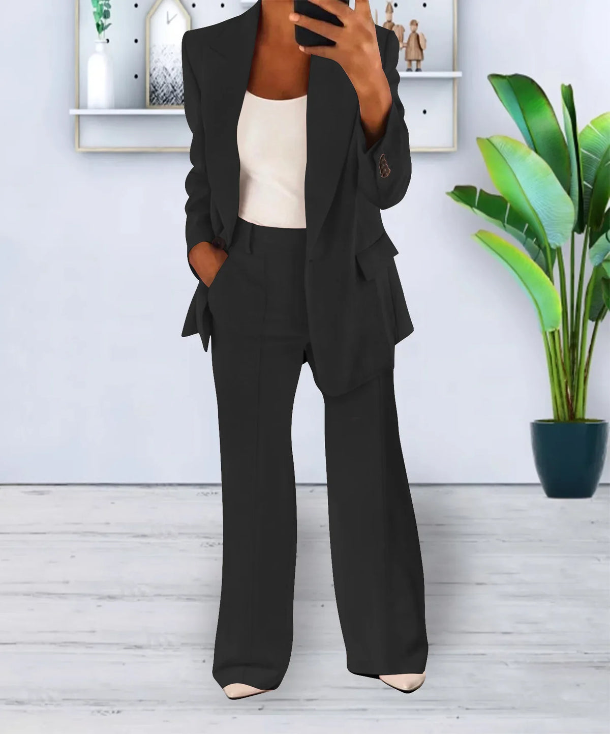Women Spring Autumn Suit 2 Piece Sets Long Sleeve Jacket Coat High-Waisted Trousers Business Suit Office Ladies Pant Sets Outfit