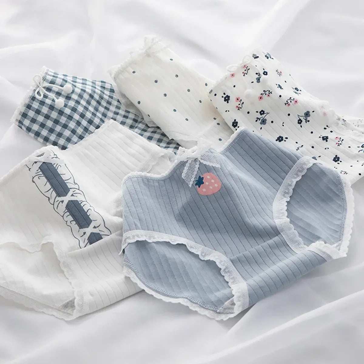 Cute Cartoon Bear Cotton Panties - Mid Waist Sexy Lingerie Set