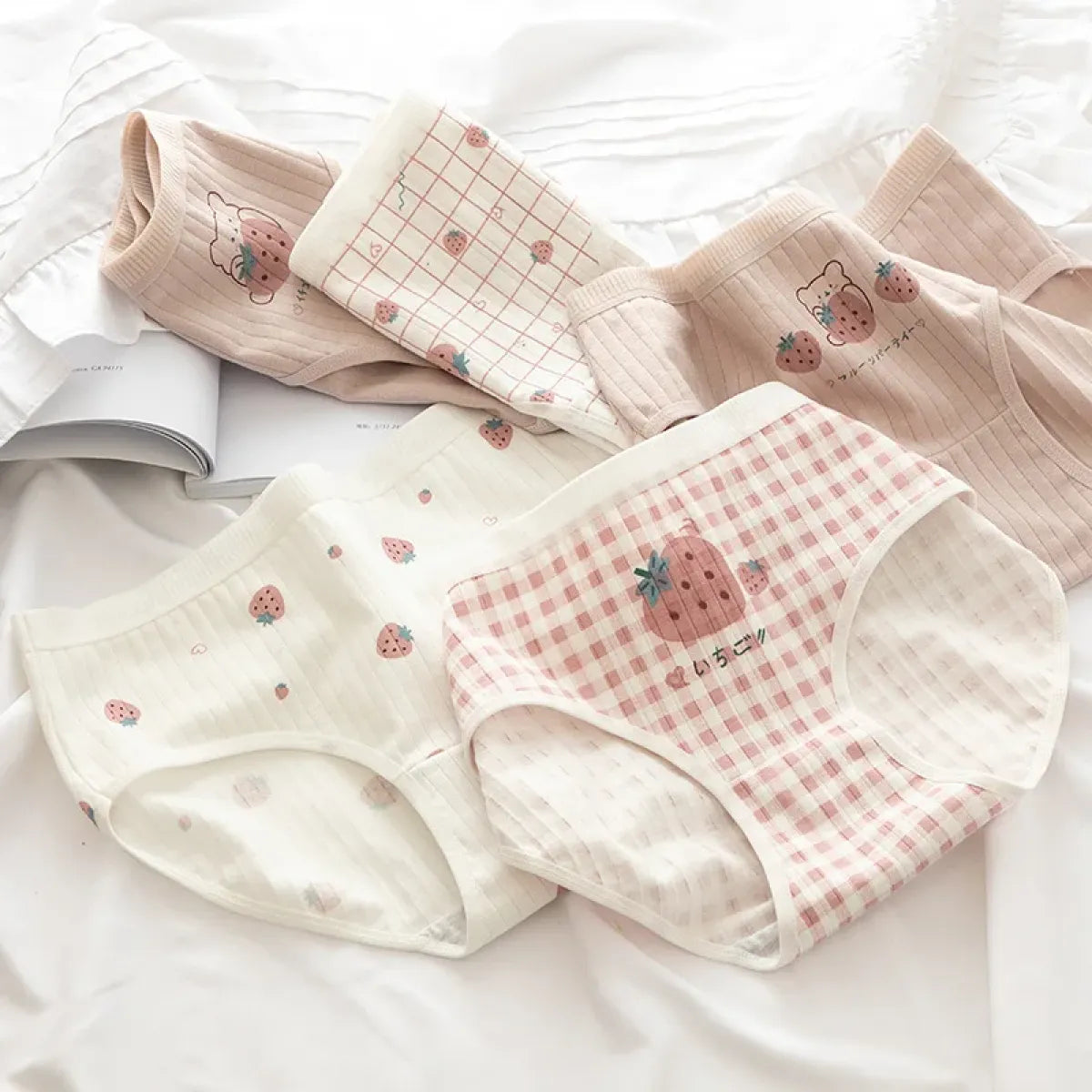 Cute Cartoon Bear Cotton Panties - Mid Waist Sexy Lingerie Set