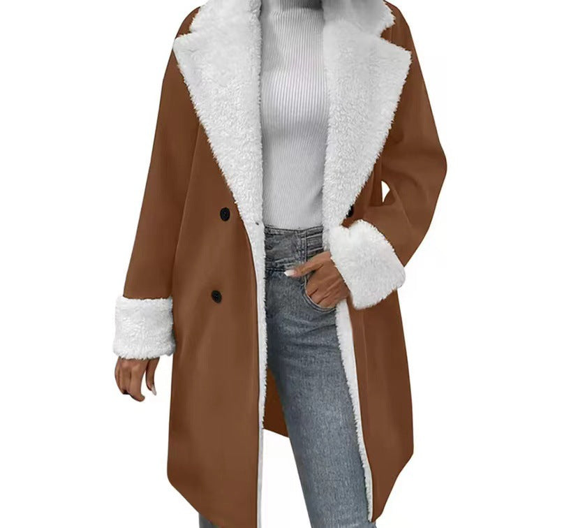 Women's Long Woolen Coat – Relaxed Fit Commuter Jacket