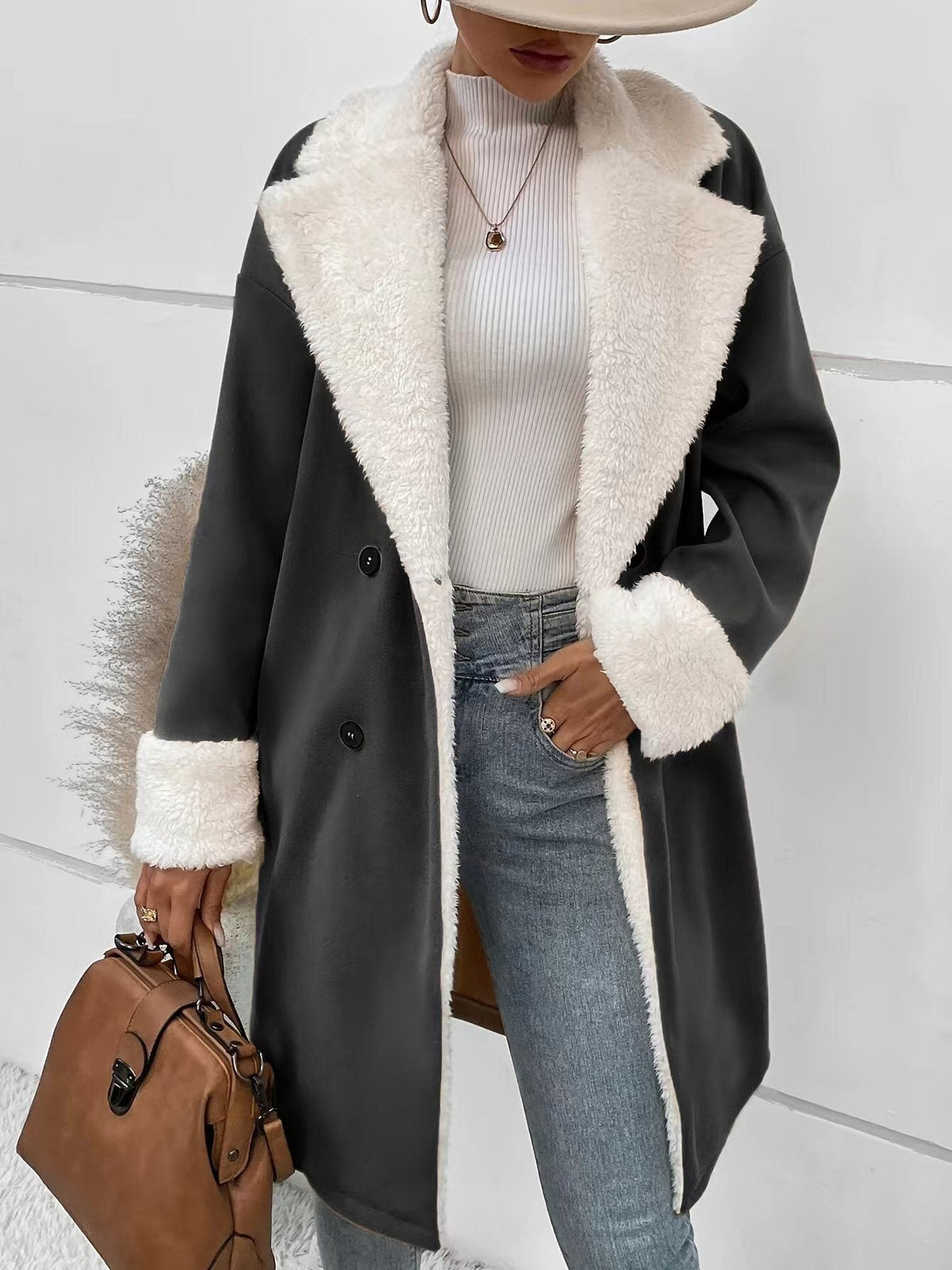 Women's Long Woolen Coat – Relaxed Fit Commuter Jacket